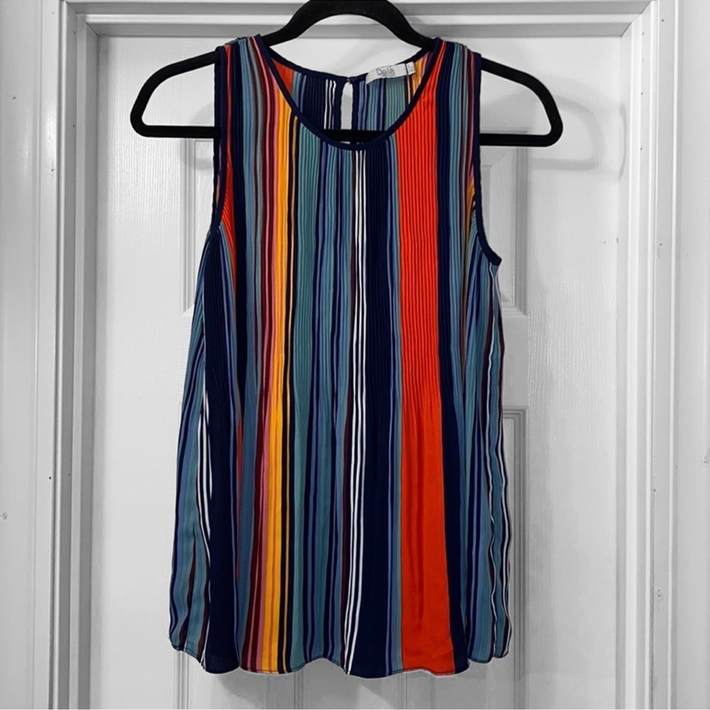 Dalia Multi-color Sleeveless Pleaded Tank Blouse